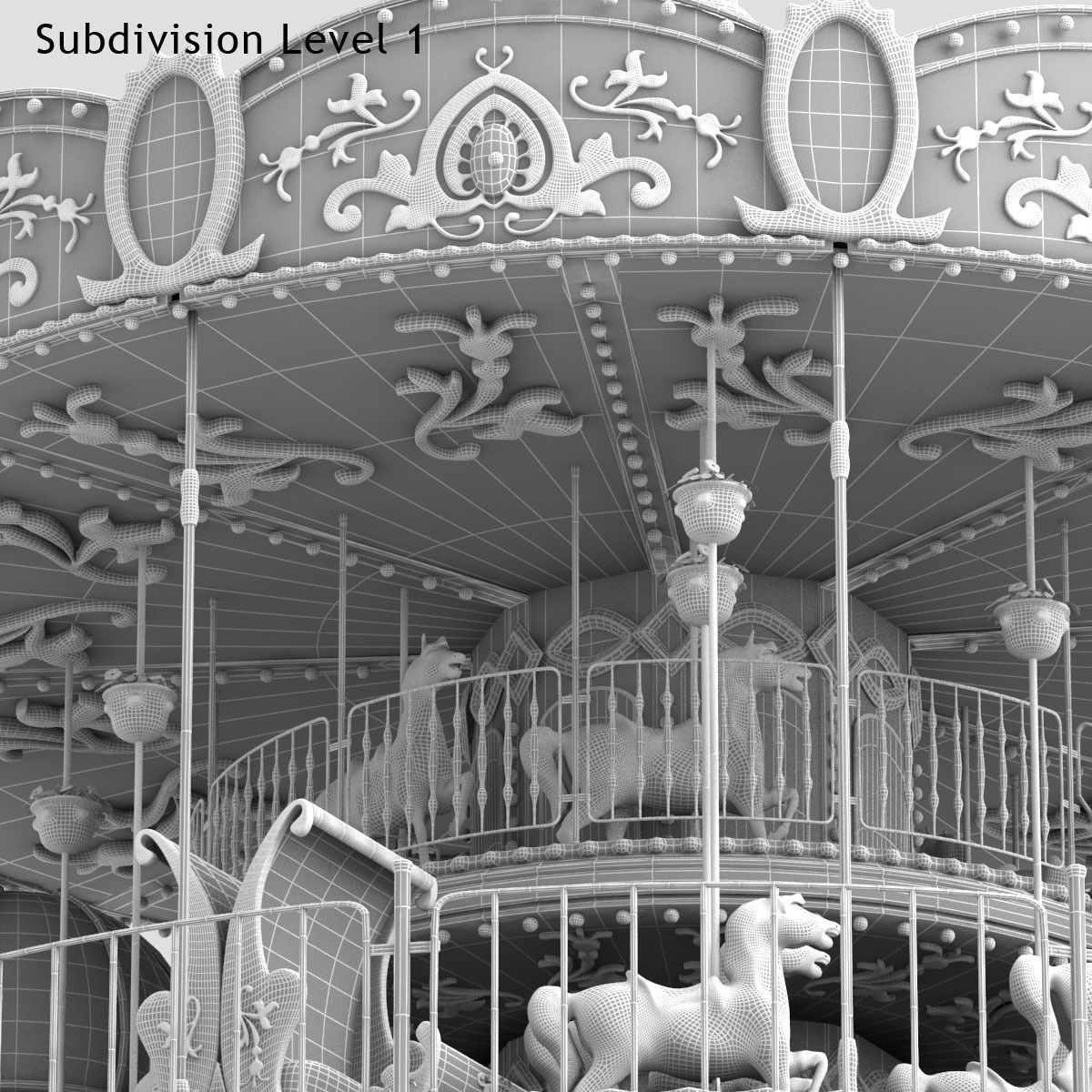 Carousel 02  Carrousel Elements architecture ride amusem 3D model_33