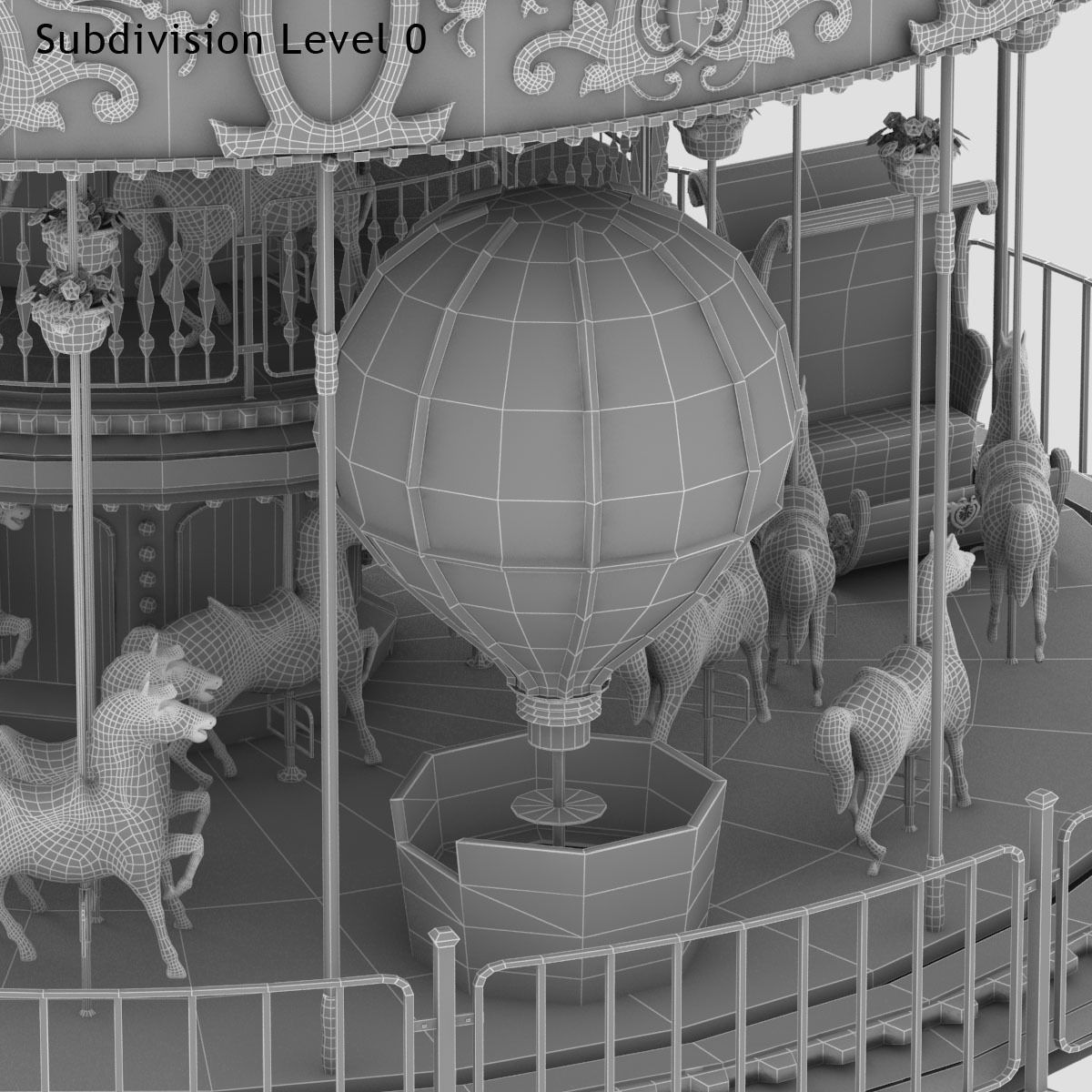 Carousel 02  Carrousel Elements architecture ride amusem 3D model_30