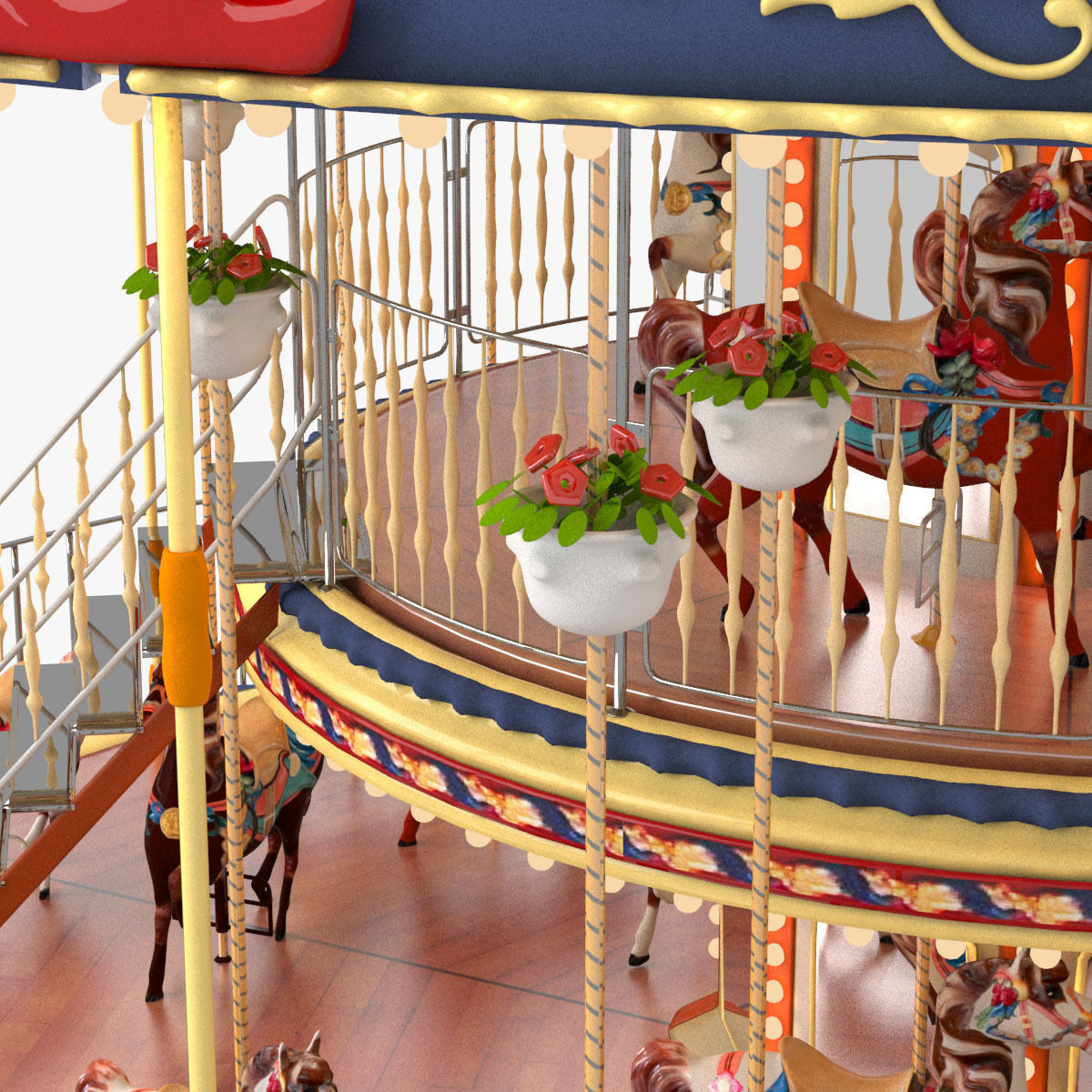 Carousel 02  Carrousel Elements architecture ride amusem 3D model_10