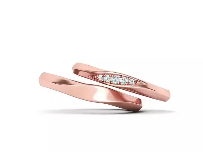 Twisted Wedding Band Rings Mobius Bridal Set