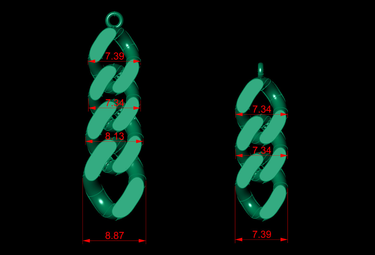Cuban Link Chain Pendant - Earrings 3D print model_4