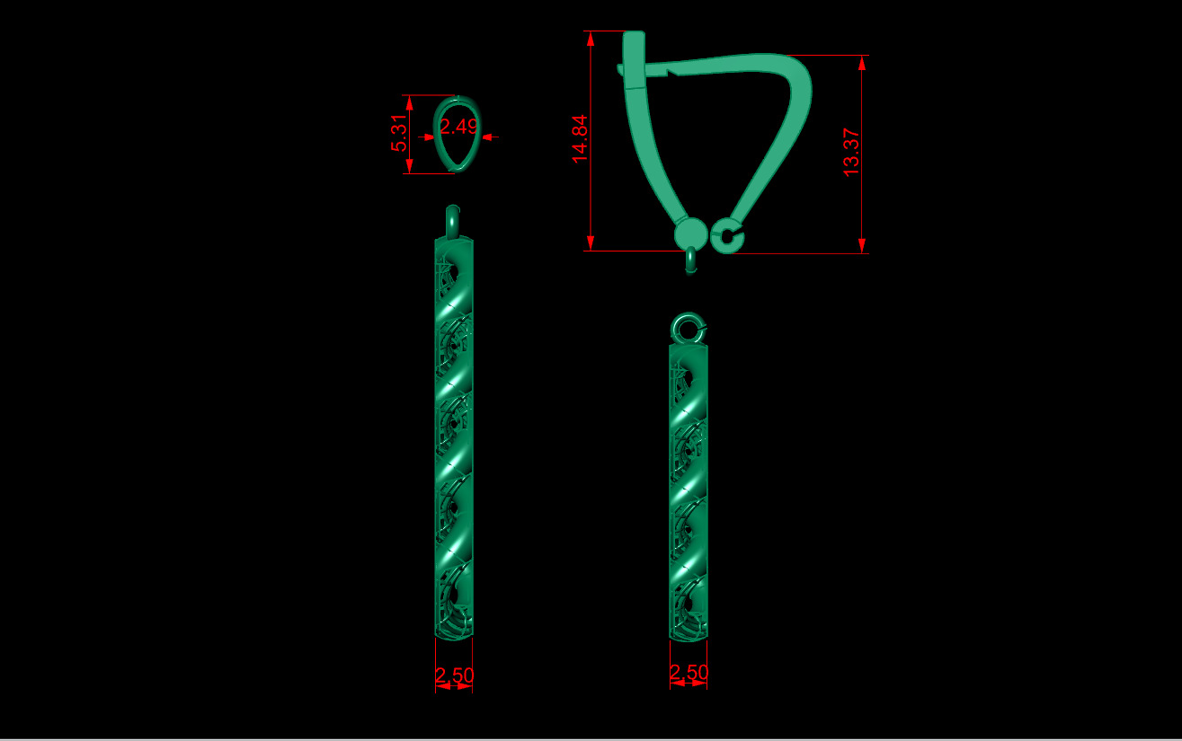 Cuban Link Chain Pendant - Earrings 3D print model_8