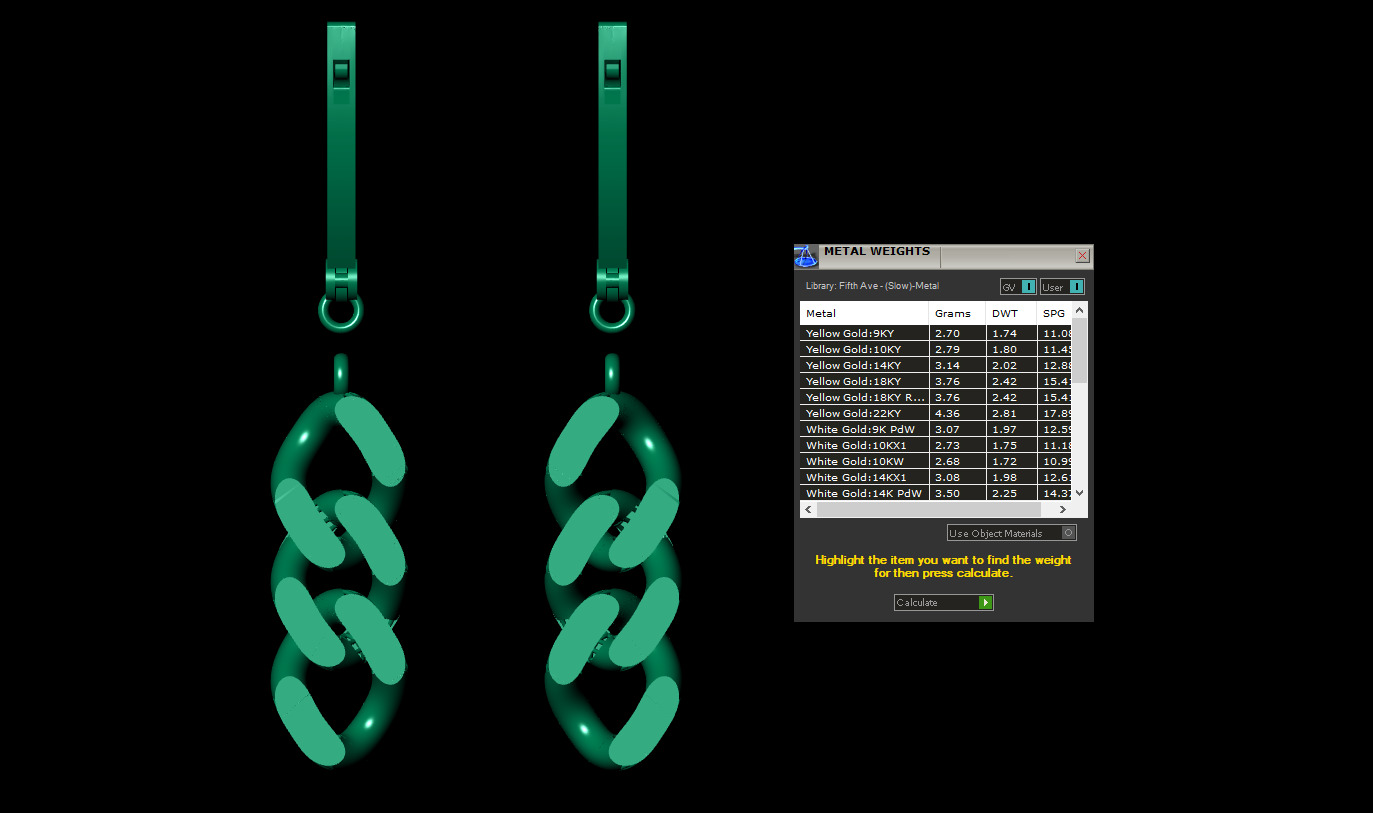 Cuban Link Chain Pendant - Earrings 3D print model_7
