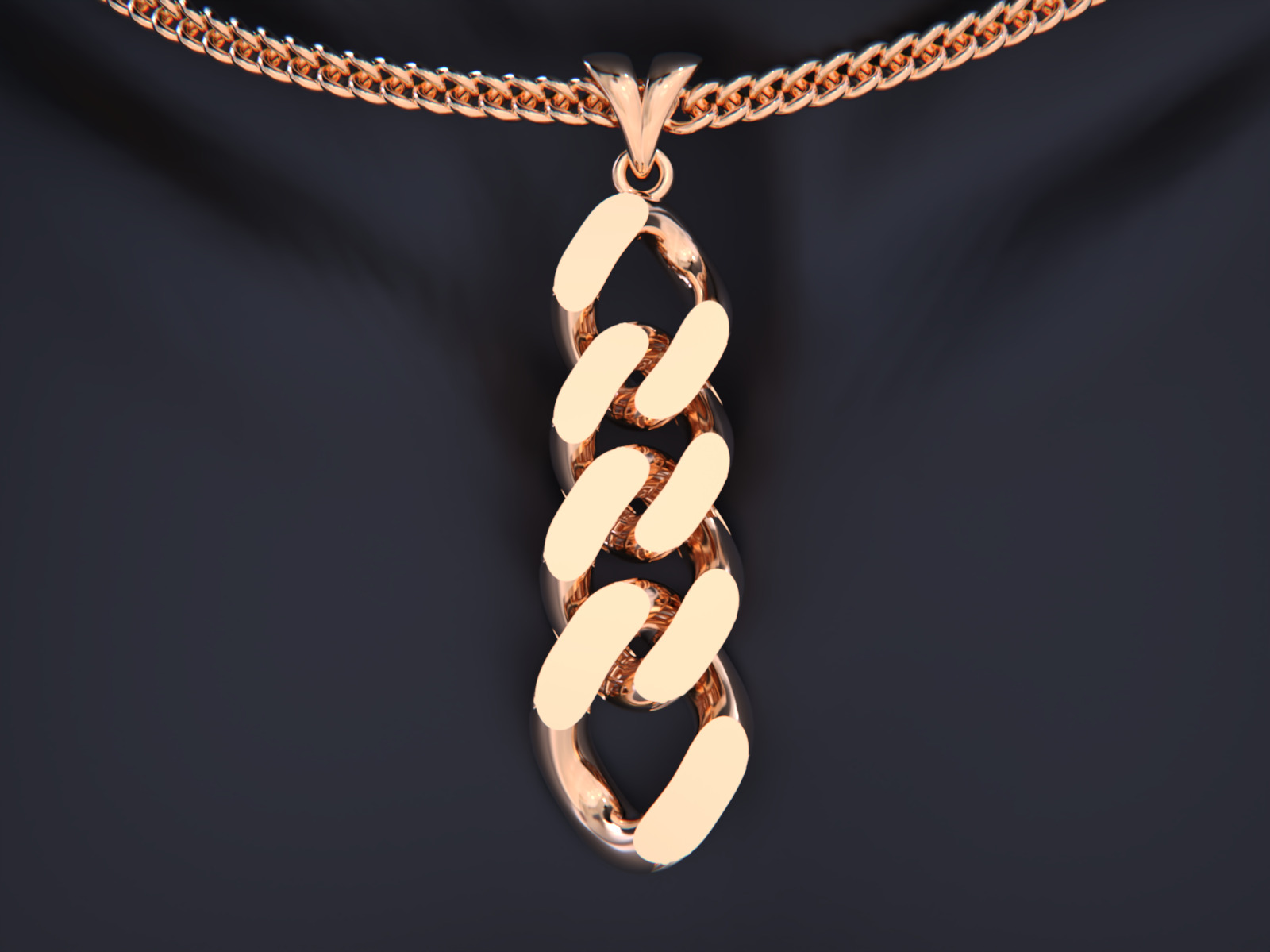 Cuban Link Chain Pendant - Earrings 3D print model_2