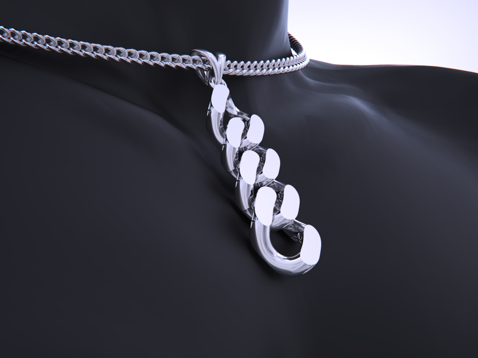 Cuban Link Chain Pendant - Earrings 3D print model_11