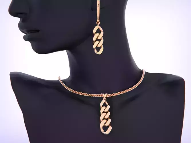 Cuban Link Chain Pendant - Earrings