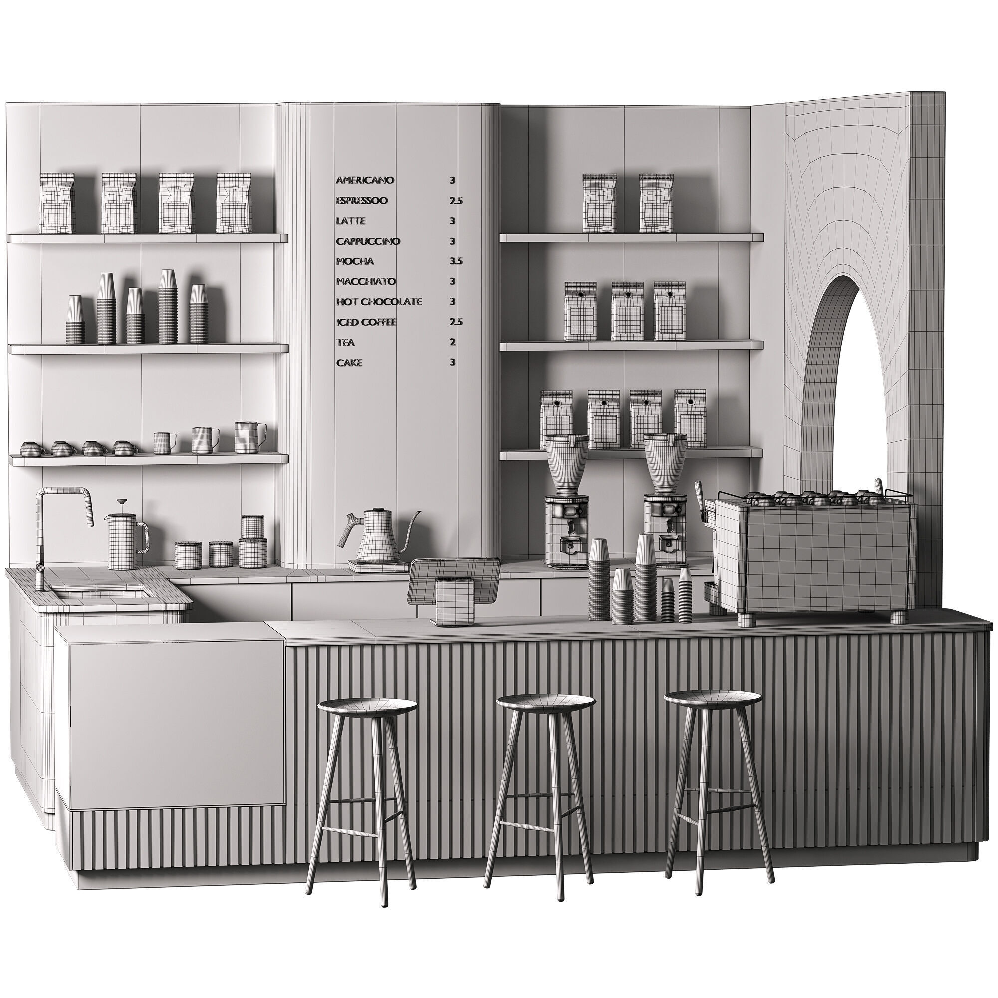 Coffee shop 01 Modern Minimalist 3D model_11