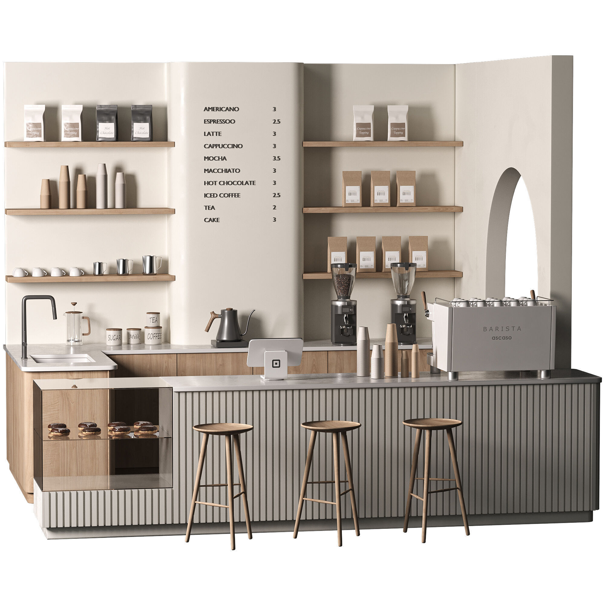 Coffee shop 01 Modern Minimalist 3D model_2