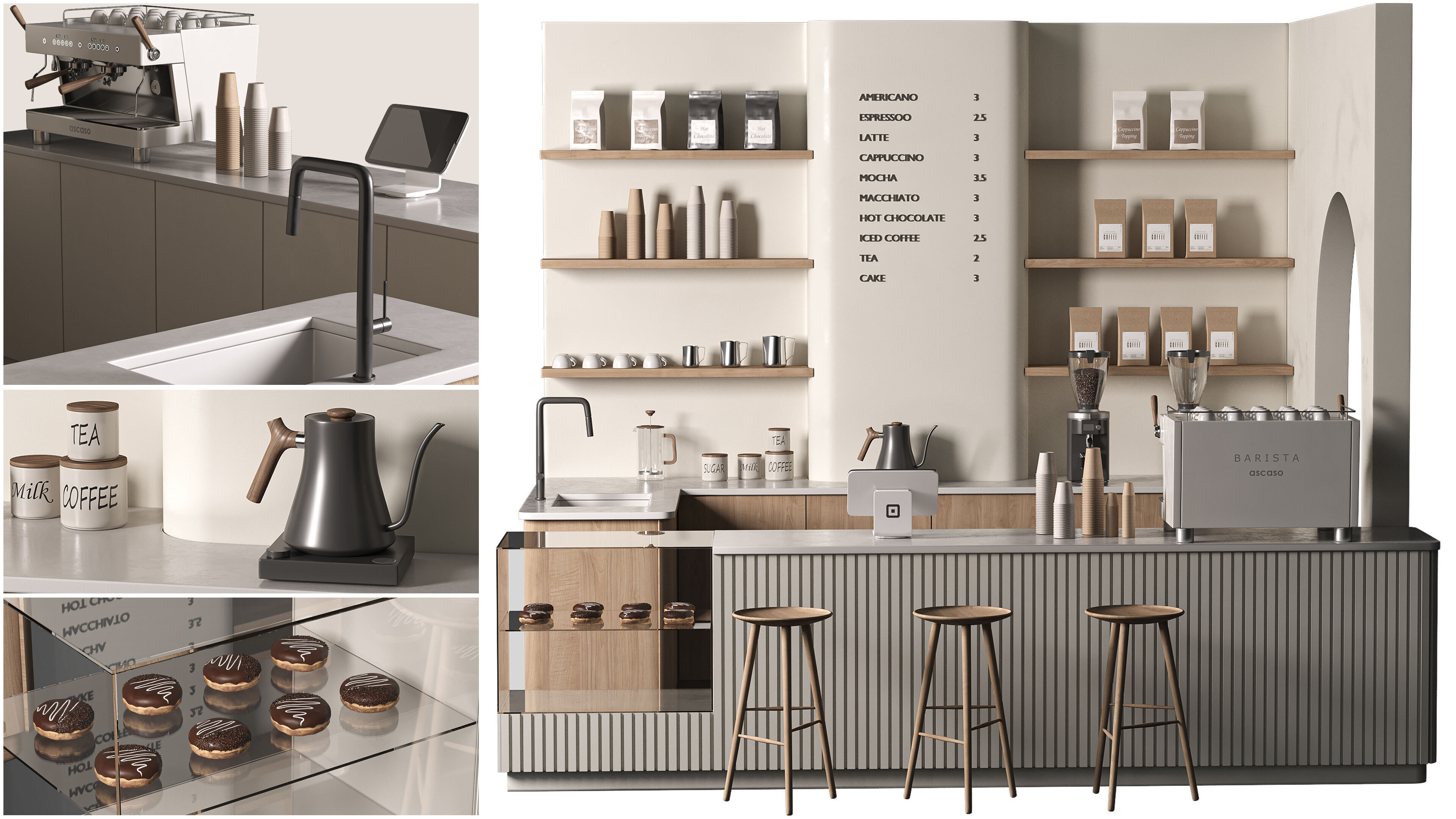 Coffee shop 01 Modern Minimalist 3D model_1