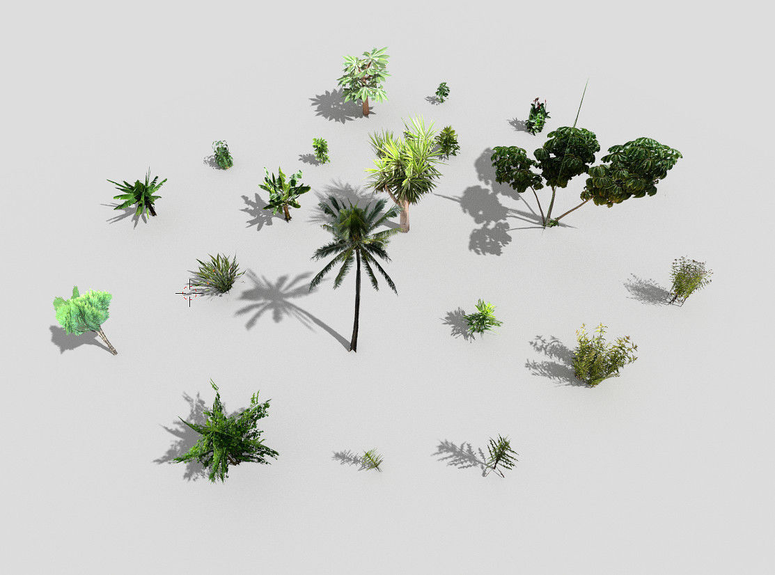 low poly plants collection and trees 3D model_1