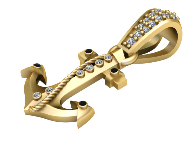 anchor pendant 3D print model_2