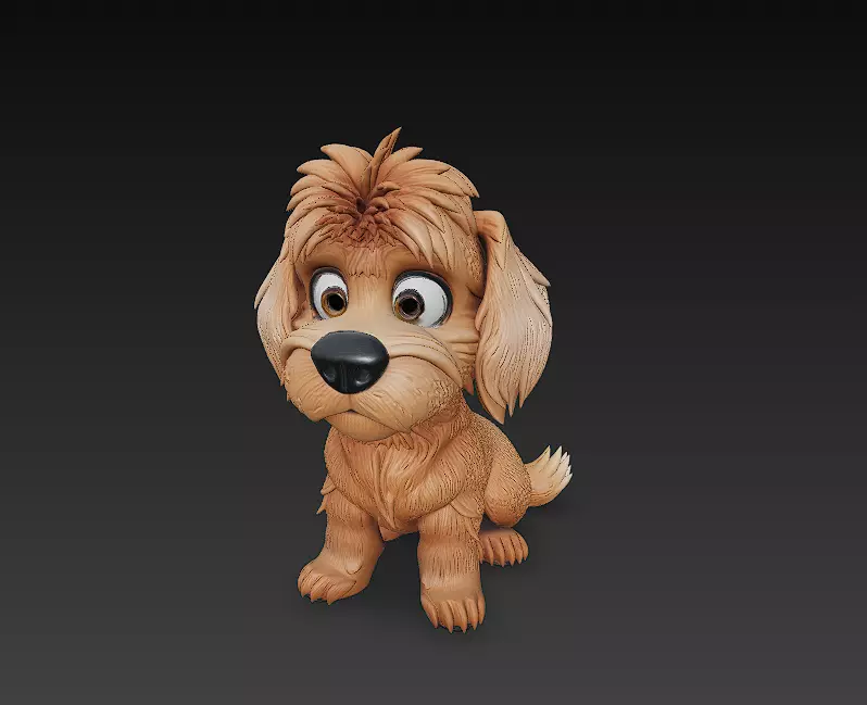 Dog Puppy Realistic 3D Model Basic - Low Poly Realistic Low-poly 3D model_0
