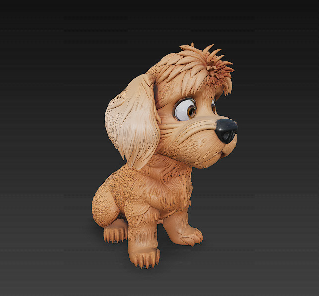 Dog Puppy Realistic 3D Model Basic - Low Poly Realistic Low-poly 3D model_1