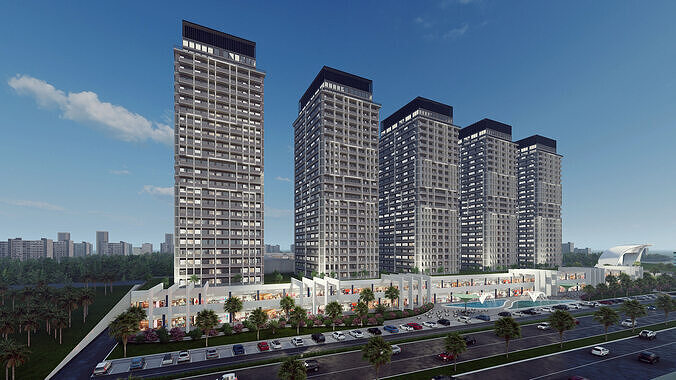 Modern Residential Commercial Complex 3D model