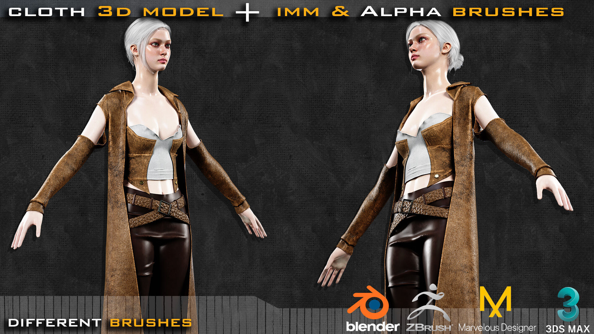 Fantasy Cloth 3D Model 2 and Free Zbrush and Blender Brushes 3D model_2