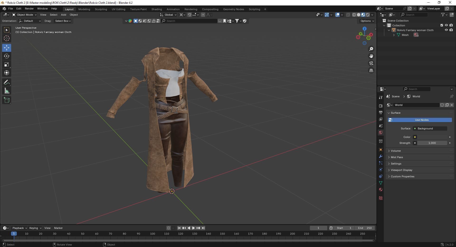 Fantasy Cloth 3D Model 2 and Free Zbrush and Blender Brushes 3D model_5