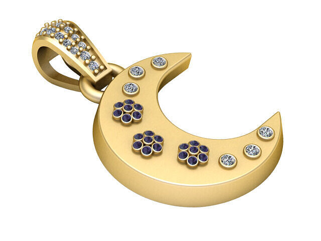 crescent moon pendant 3D print model
