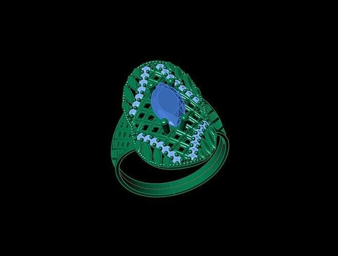 Diamond Arabic Style Ring 3D print model
