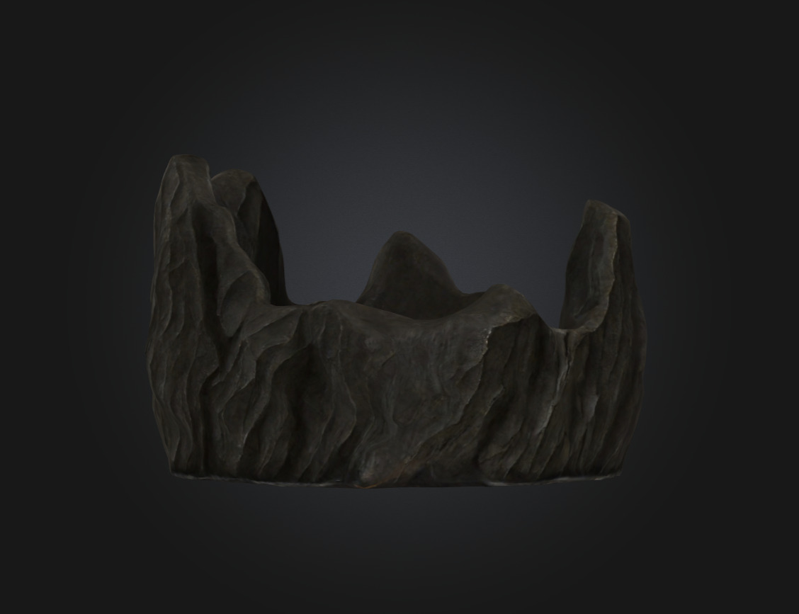 Rocky Throne Stylized Fantasy Stone Seat Game Asset Low-poly 3D model_1