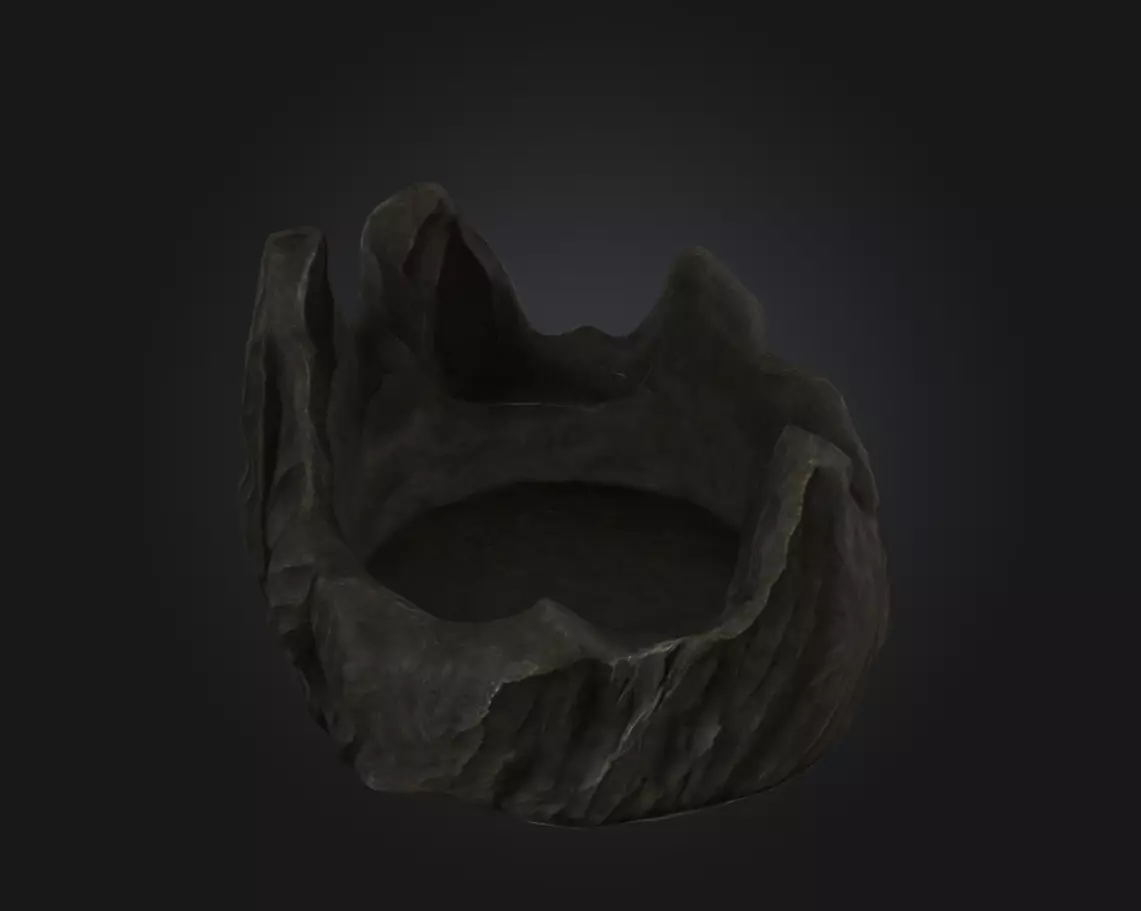 Rocky Throne Stylized Fantasy Stone Seat Game Asset Low-poly 3D model_0