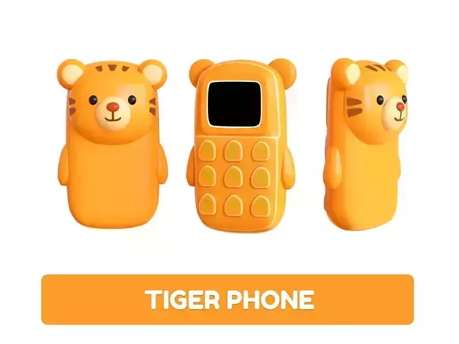 Cute Tiger Phone Toy 3D Model - Stylized Cartoon Mobile Phone 