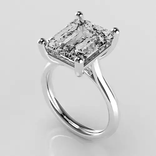 Classic Shoulder Solitaire Ring - Emerald cut - 600 ct points