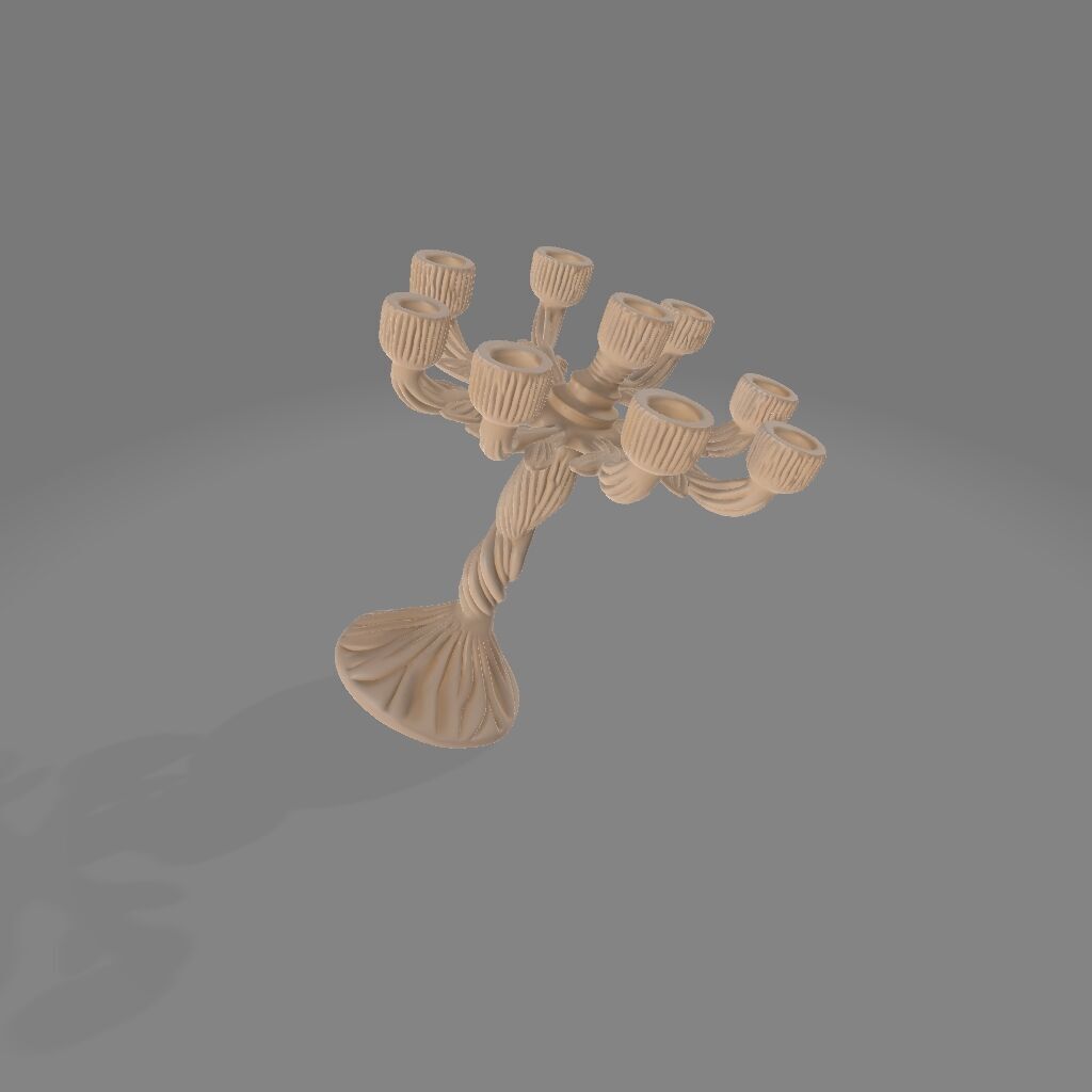 Tree of Light  Sculpted 8-Branch Candleholder 3D print model_2