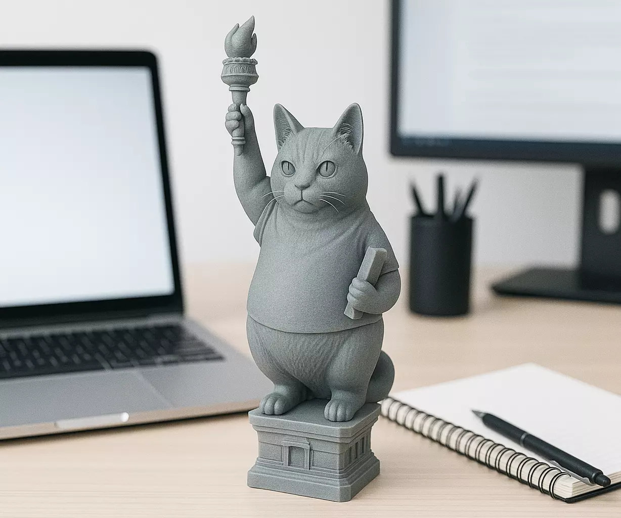 Modern Liberty cat version Statue - 3d print 3D print model