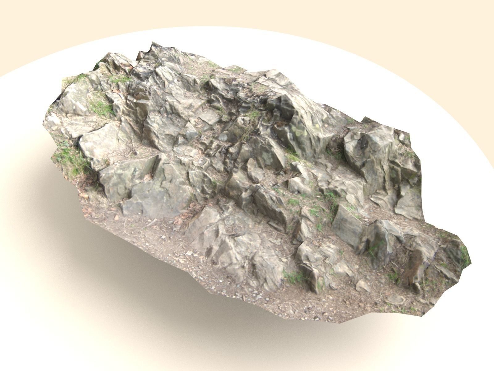 Flat Rock Surface Scanned Low-poly 3D model_2