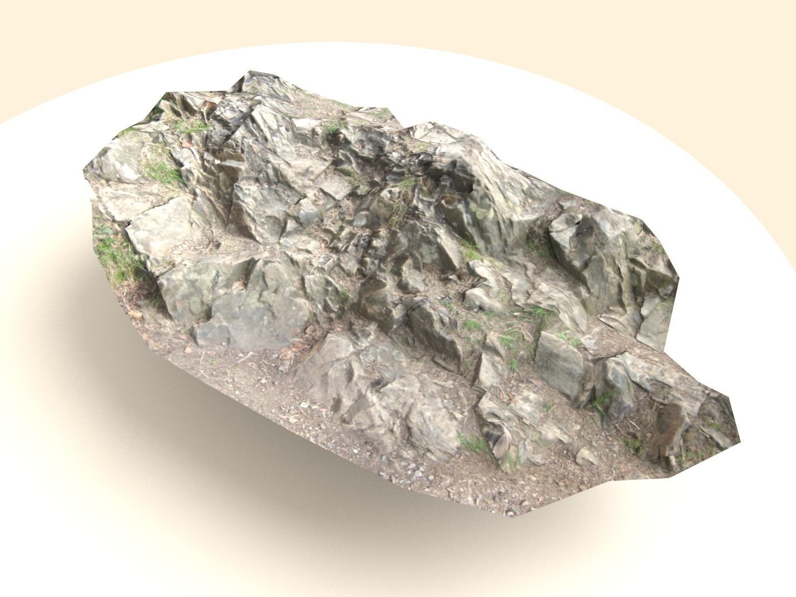 Flat Rock Surface Scanned Low-poly 3D model_5