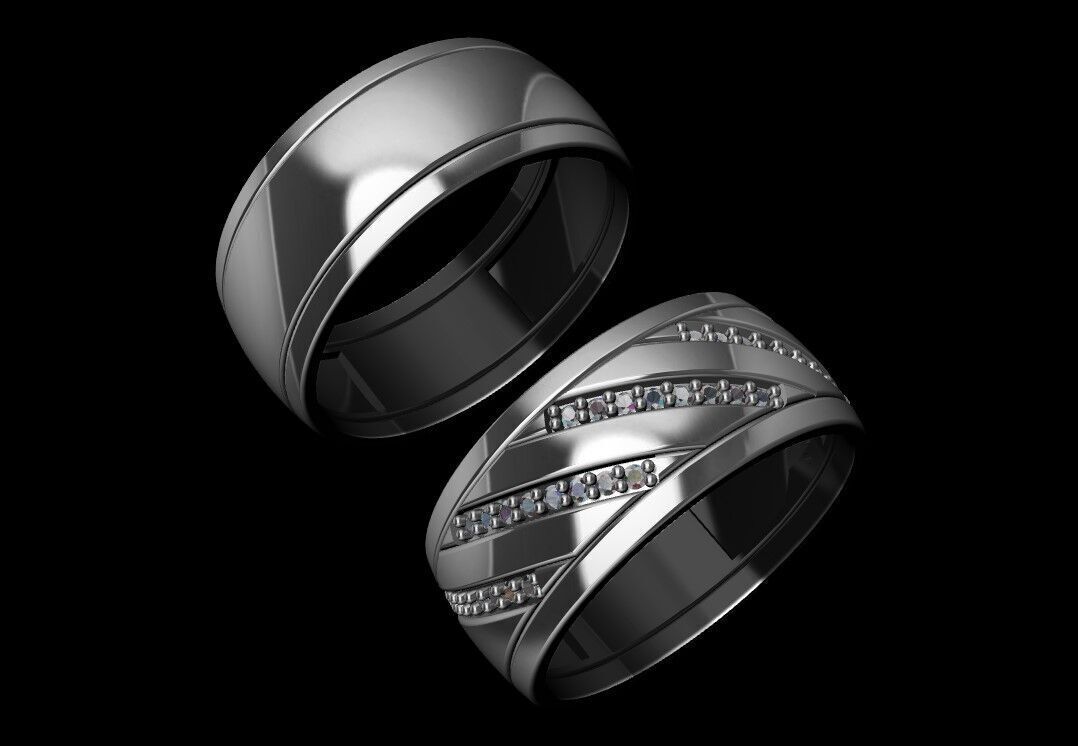 Wedding Ring Set 3D print model_1