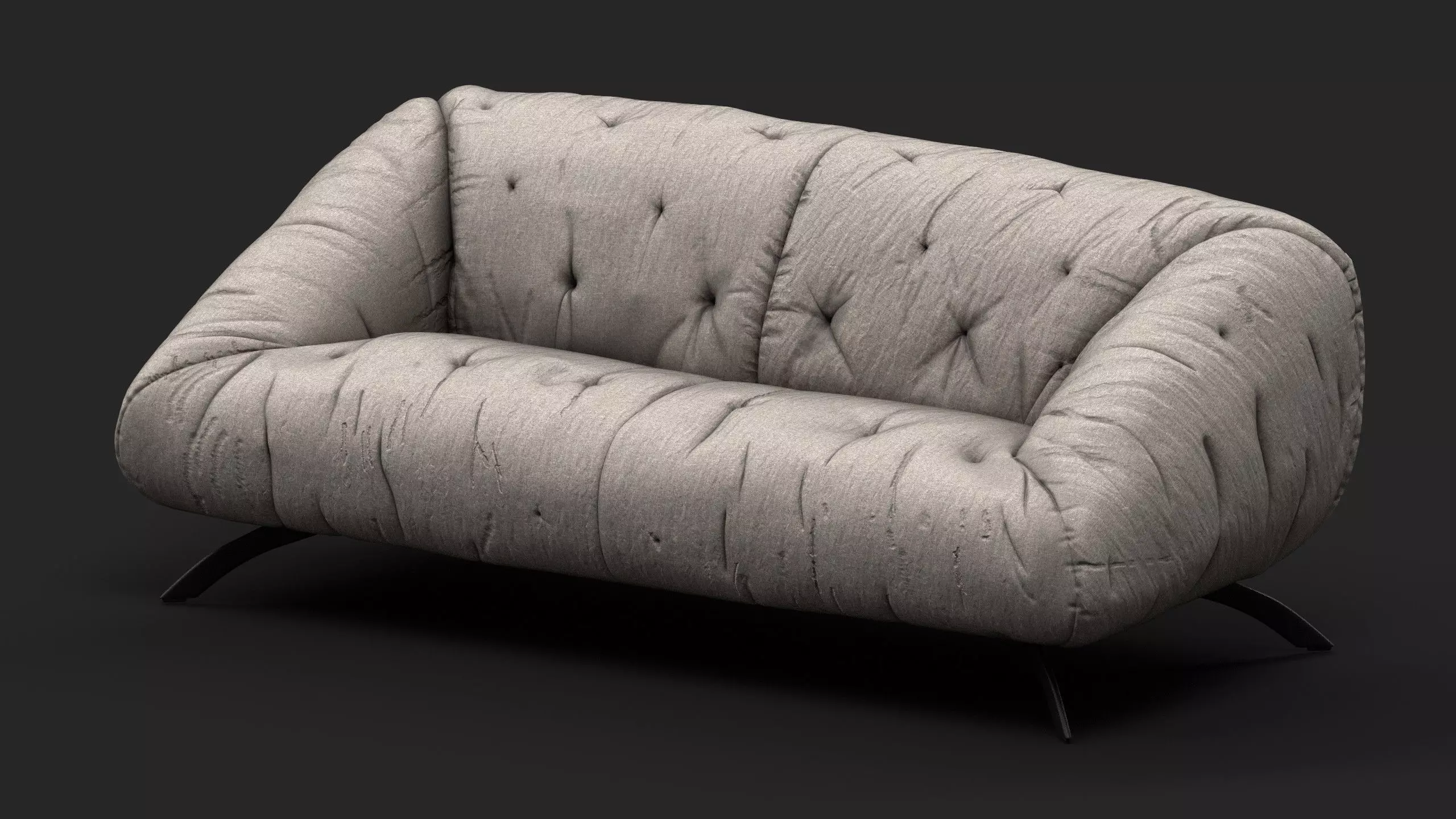 Sofa-3 seater Low-poly 3D model_0