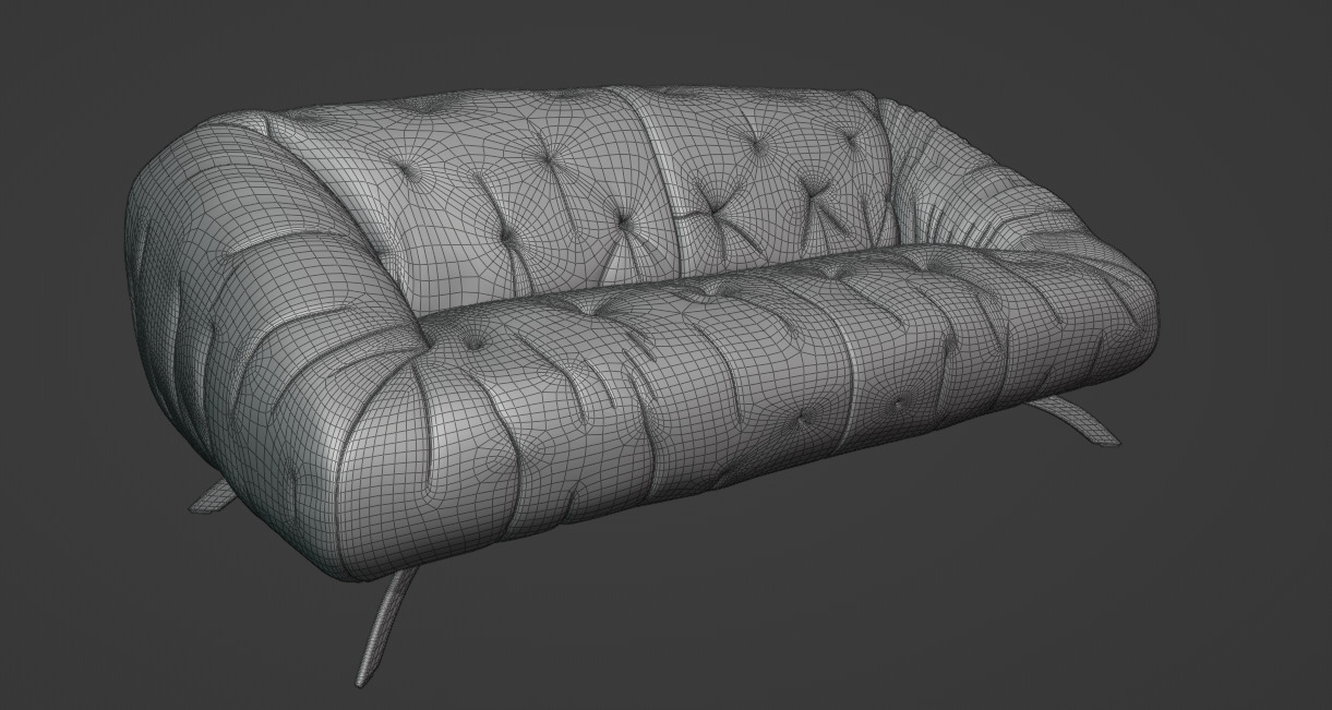 Sofa-3 seater Low-poly 3D model_8