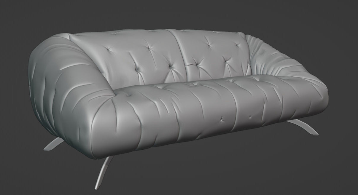 Sofa-3 seater Low-poly 3D model_7