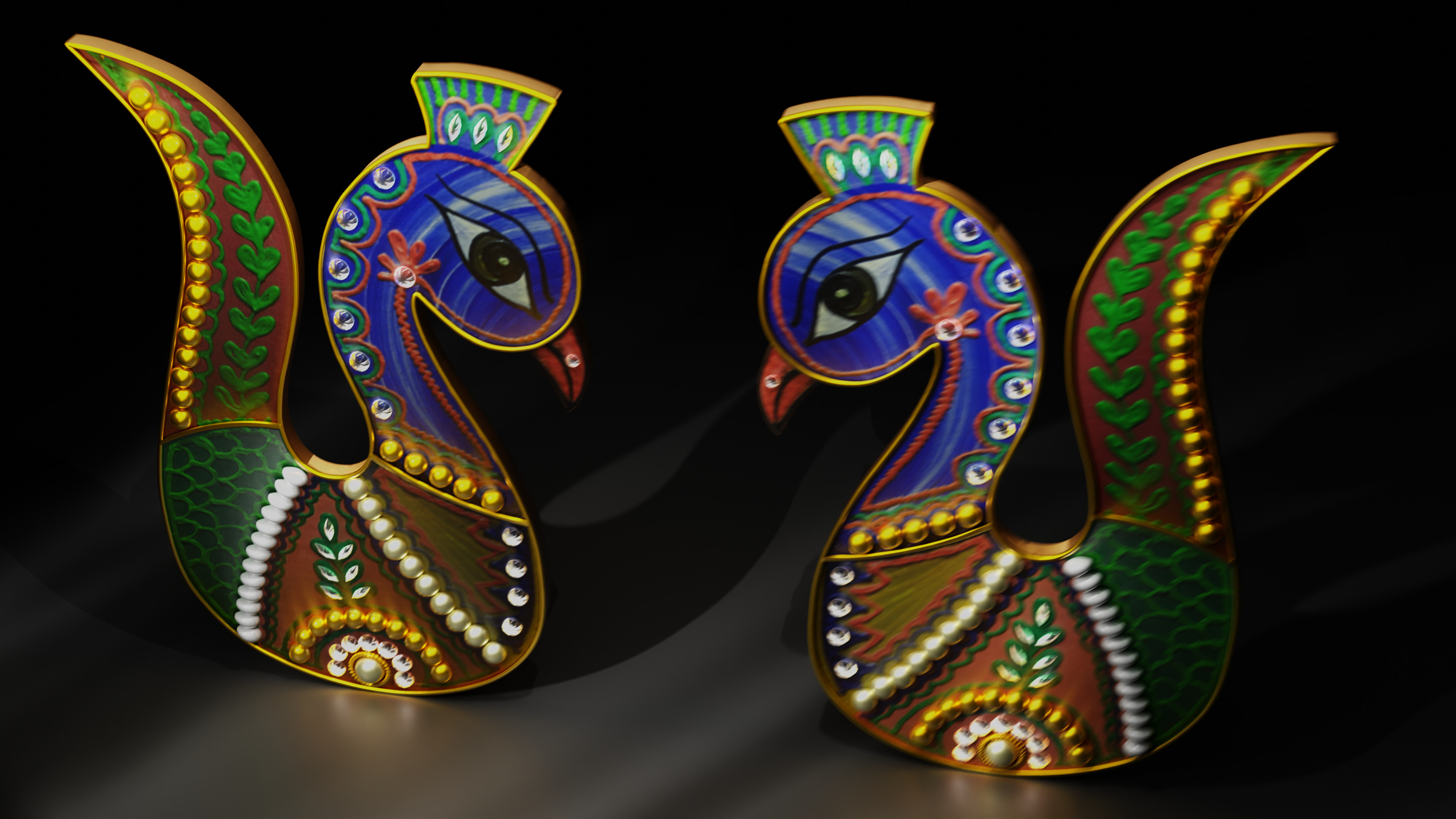 2 Peacock Stickers 3D Model 3D print model_3