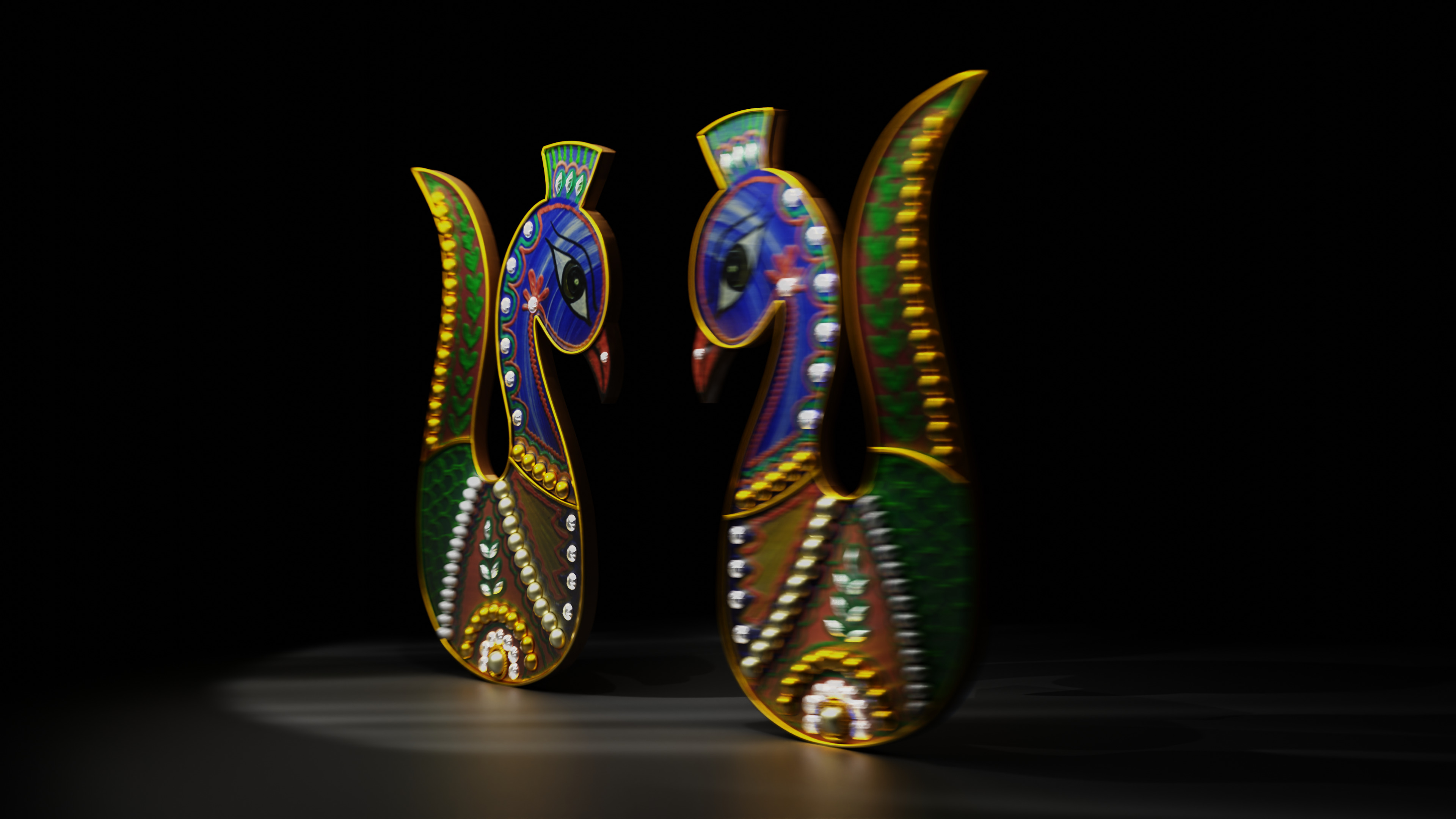 2 Peacock Stickers 3D Model 3D print model_7