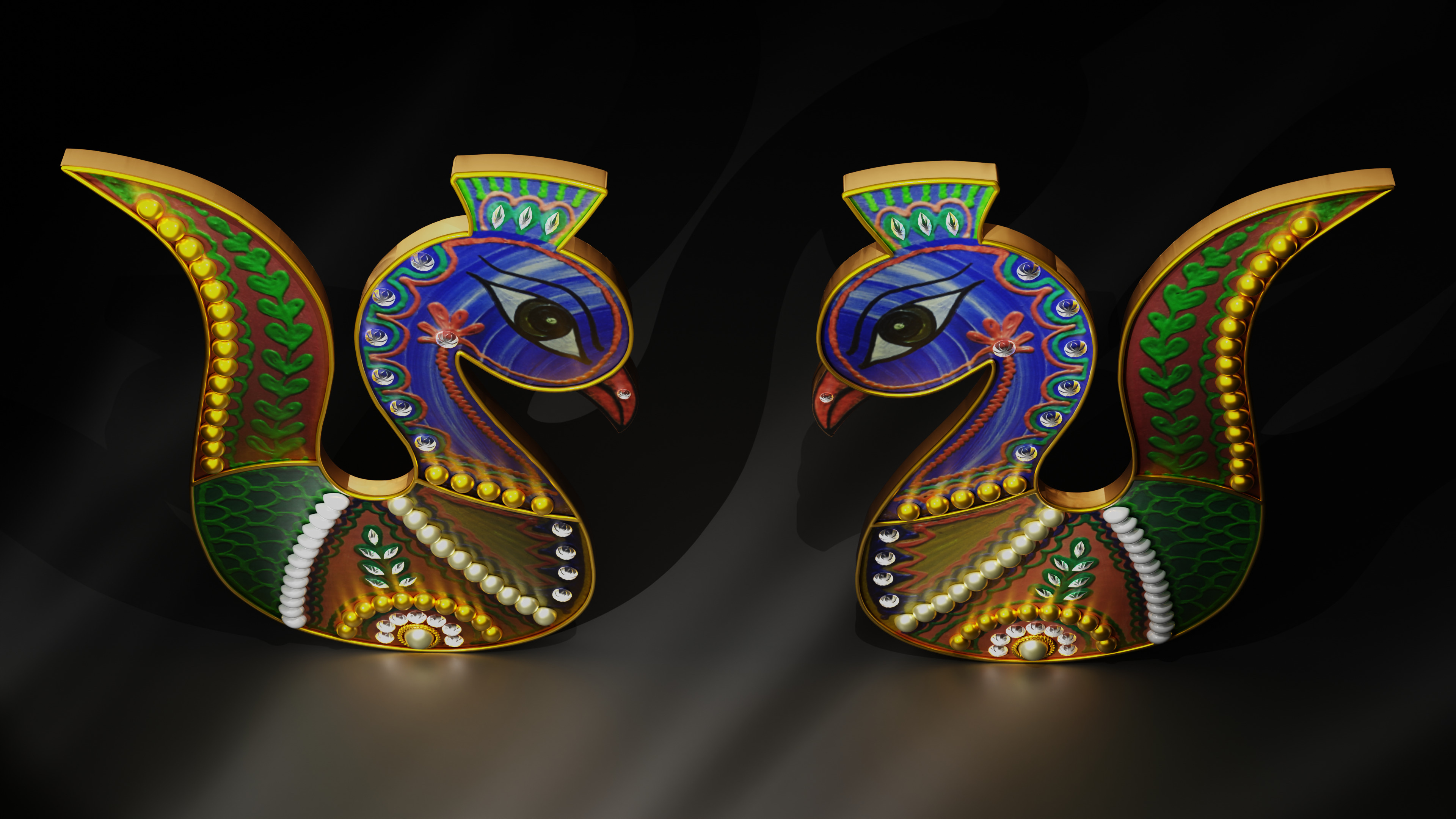 2 Peacock Stickers 3D Model 3D print model_8