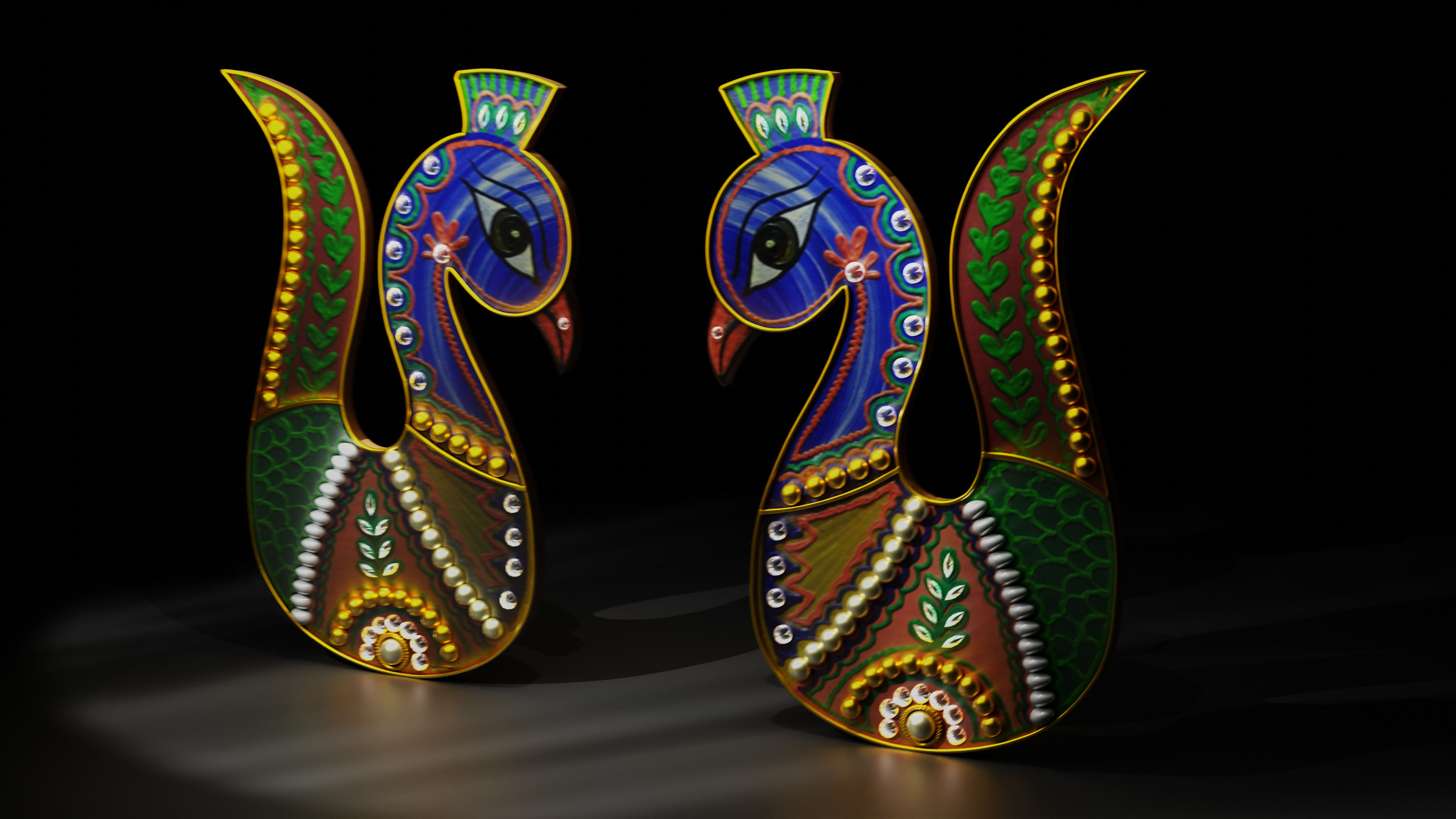 2 Peacock Stickers 3D Model 3D print model_2