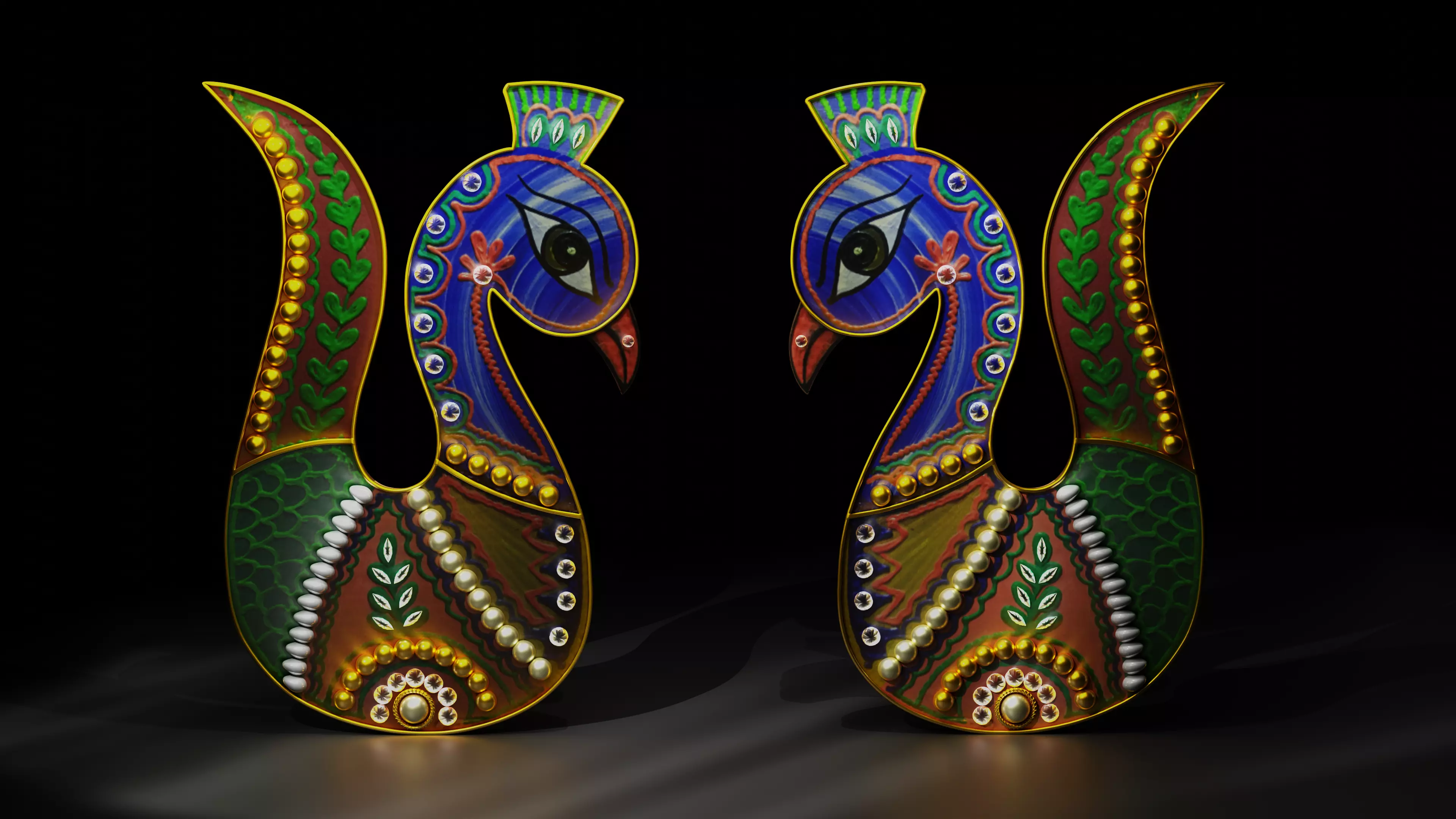 2 Peacock Stickers 3D Model 3D print model_0