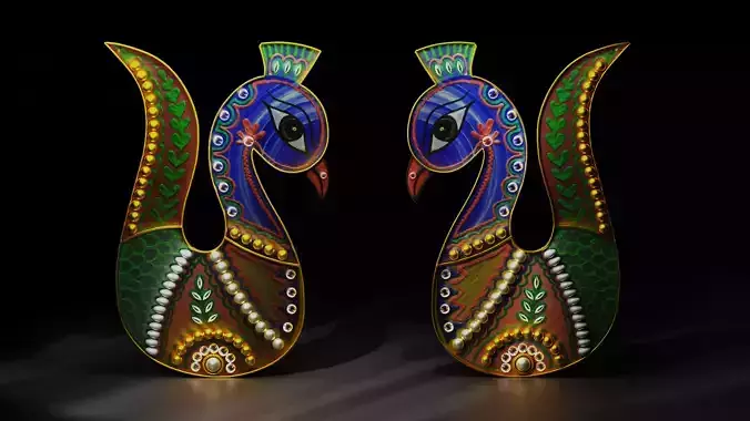 2 Peacock Stickers 3D Model 3D print model