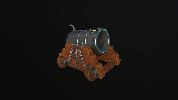 Pirate Cannon naval maritime game-ready stylized weapon Low-poly 3D model