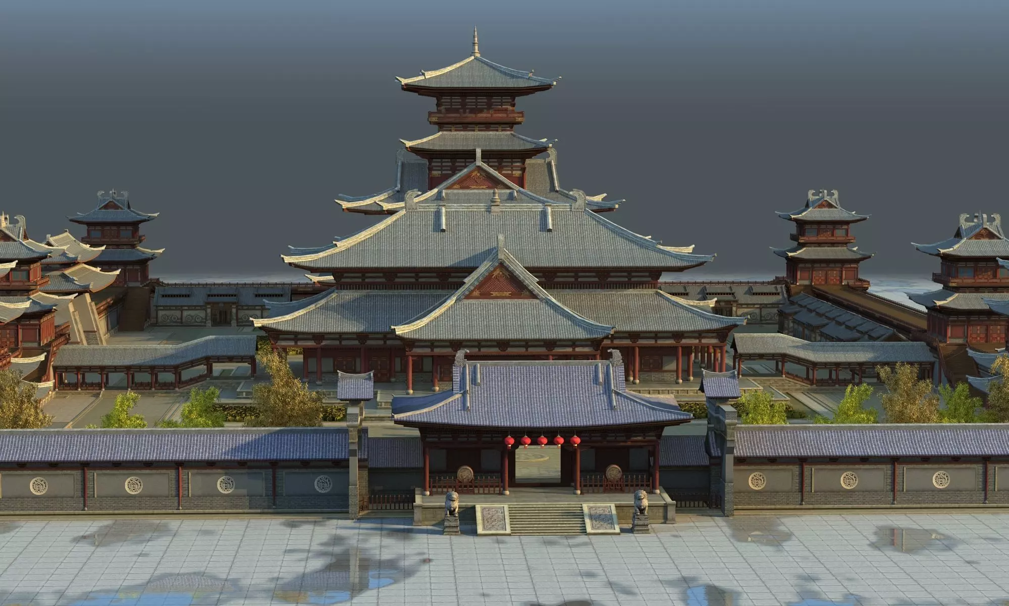 Ancient Chinese architecture Low-poly 3D model_0