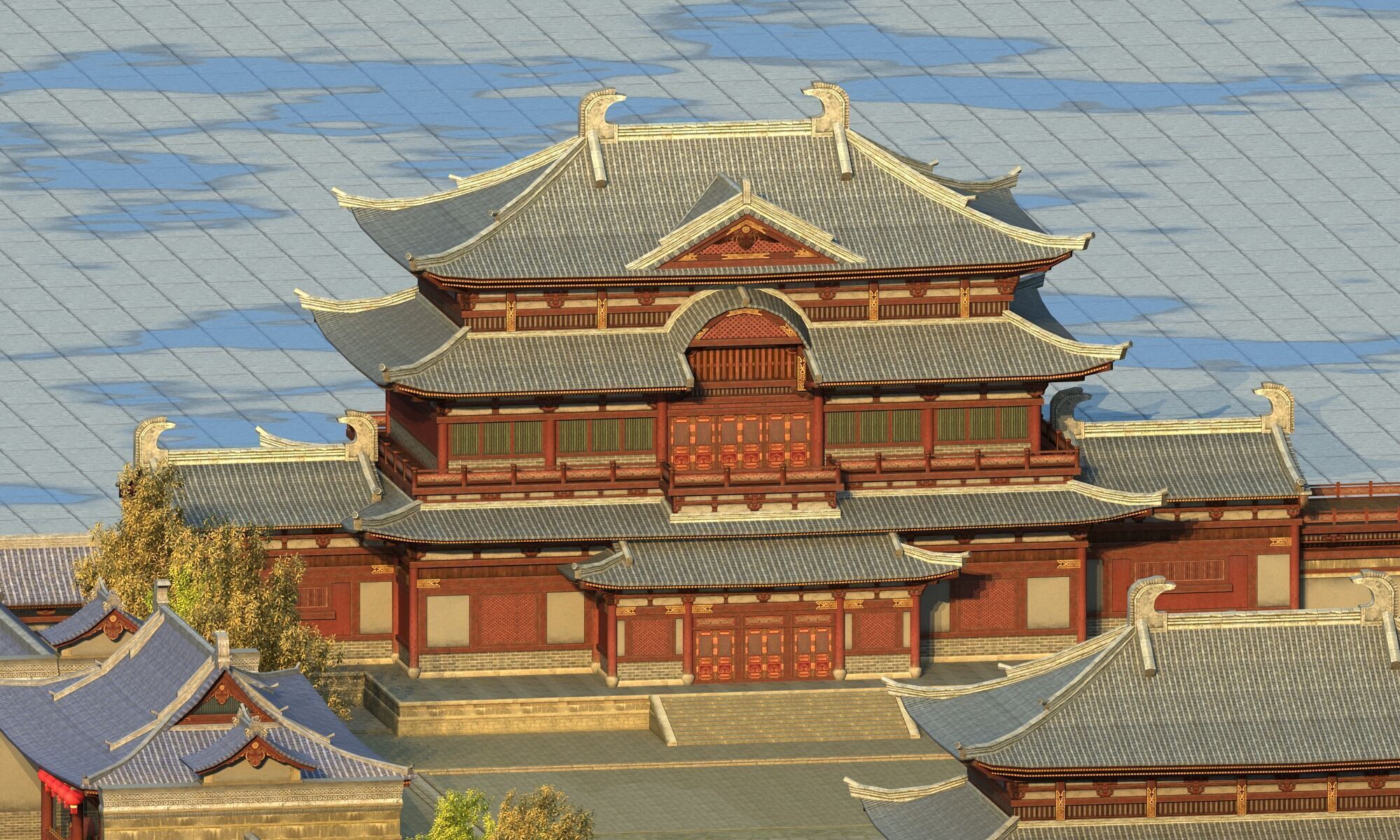 Ancient Chinese architecture Low-poly 3D model_8