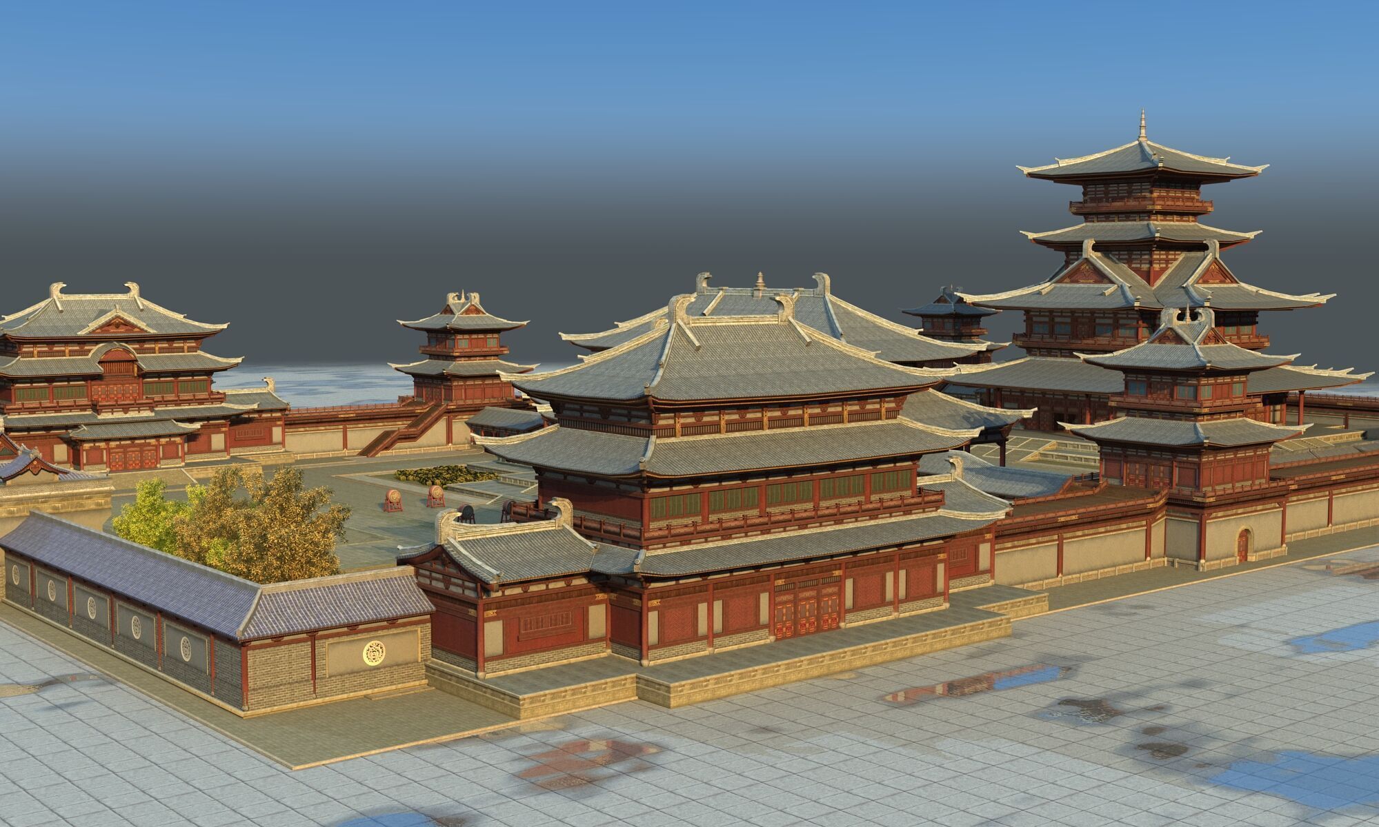 Ancient Chinese architecture Low-poly 3D model_2