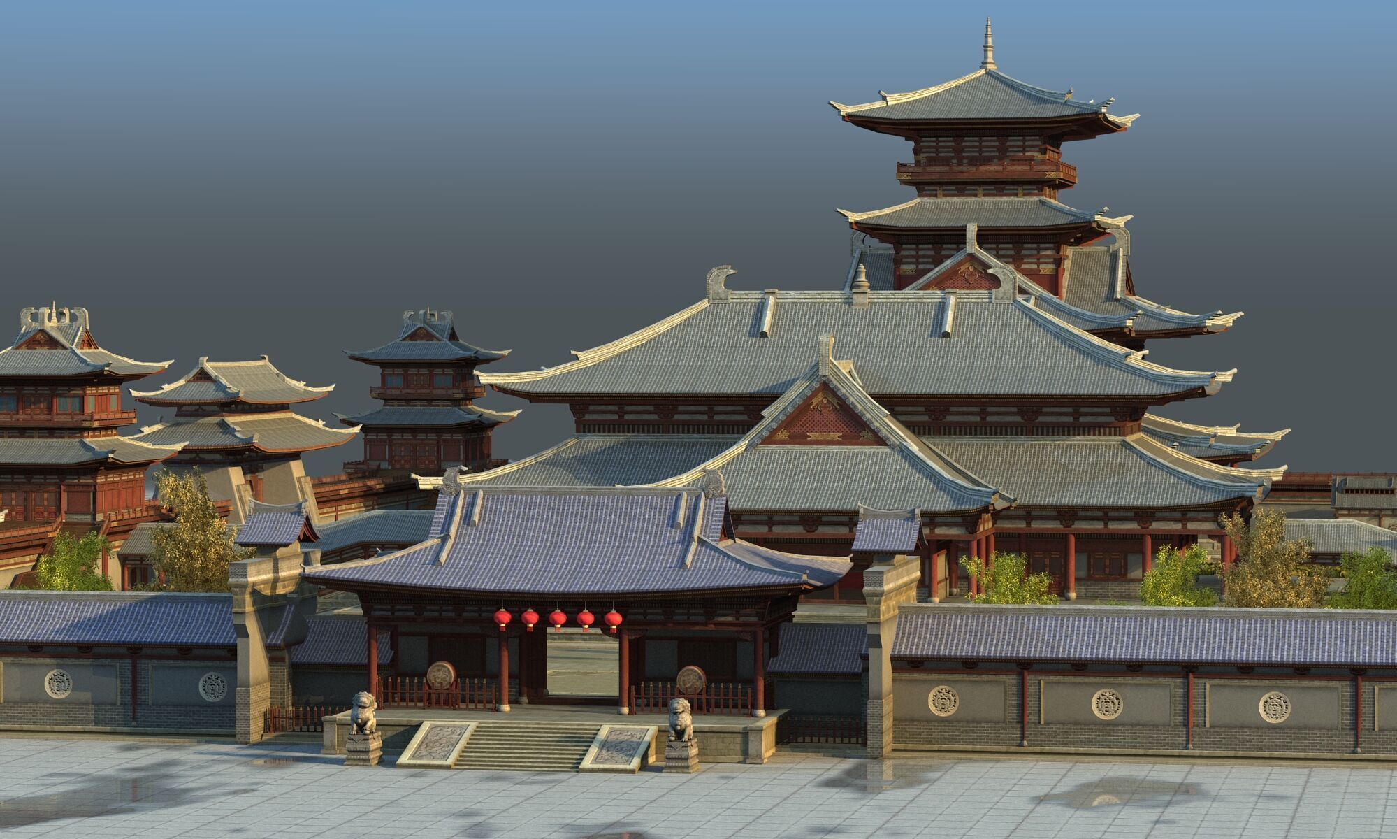 Ancient Chinese architecture Low-poly 3D model_14