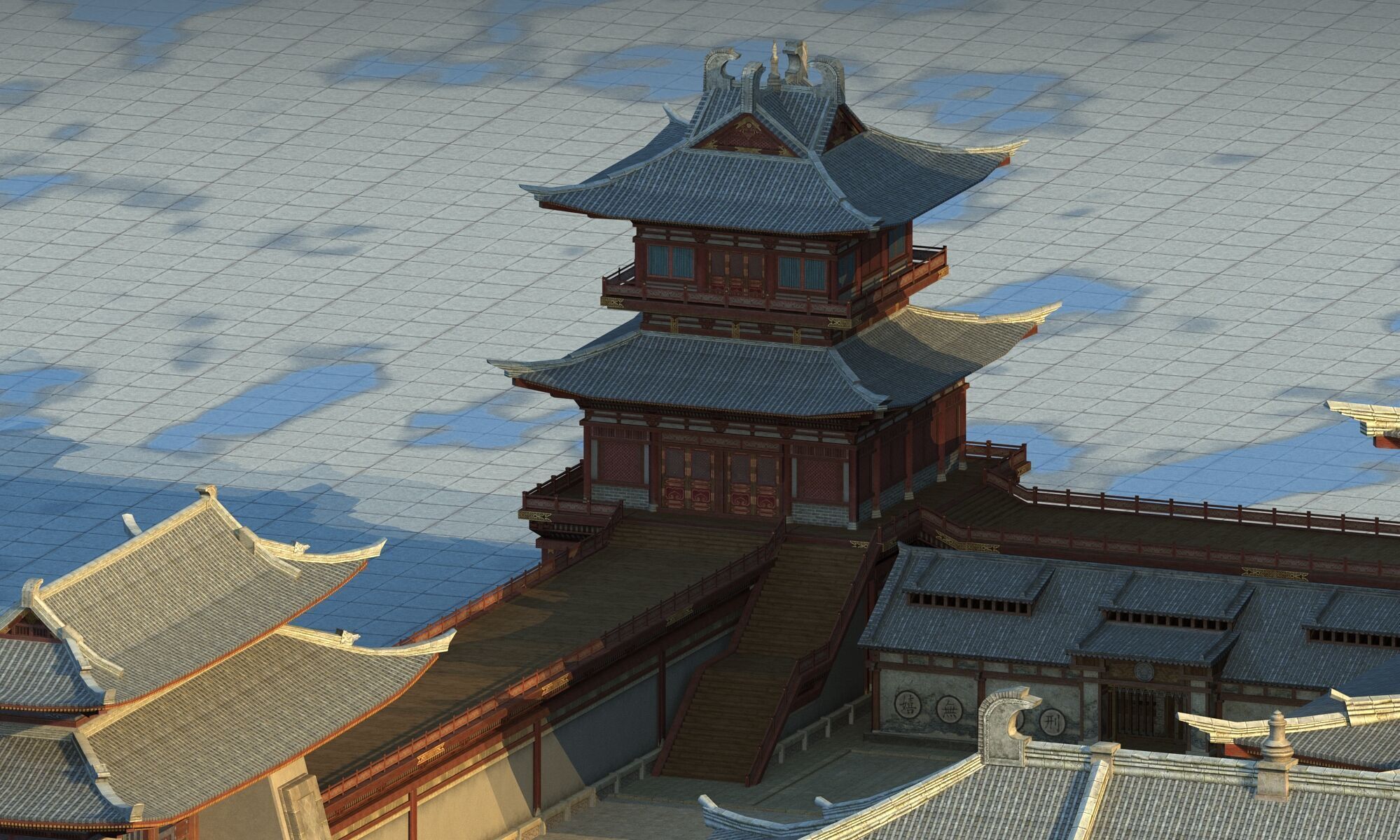 Ancient Chinese architecture Low-poly 3D model_6