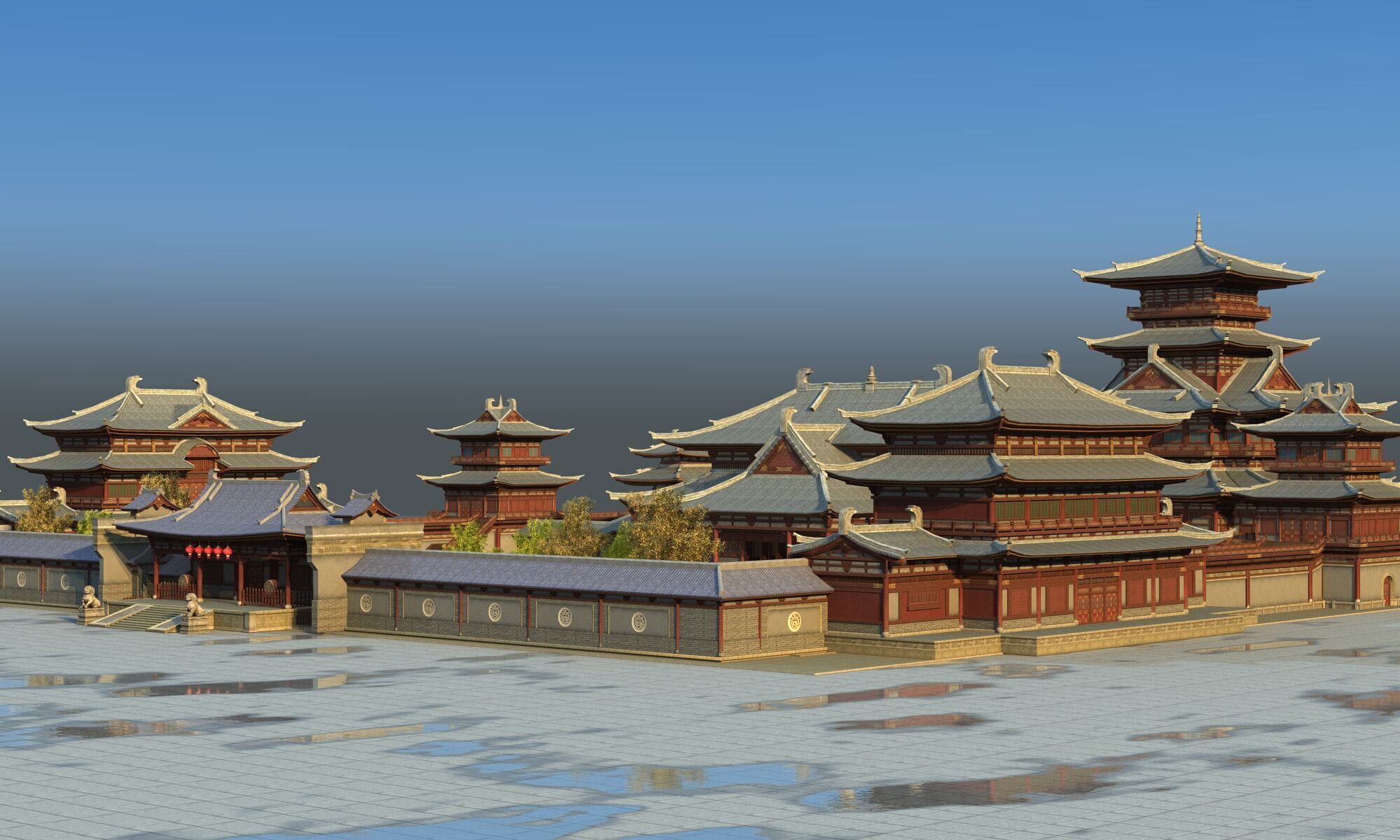 Ancient Chinese architecture Low-poly 3D model_15
