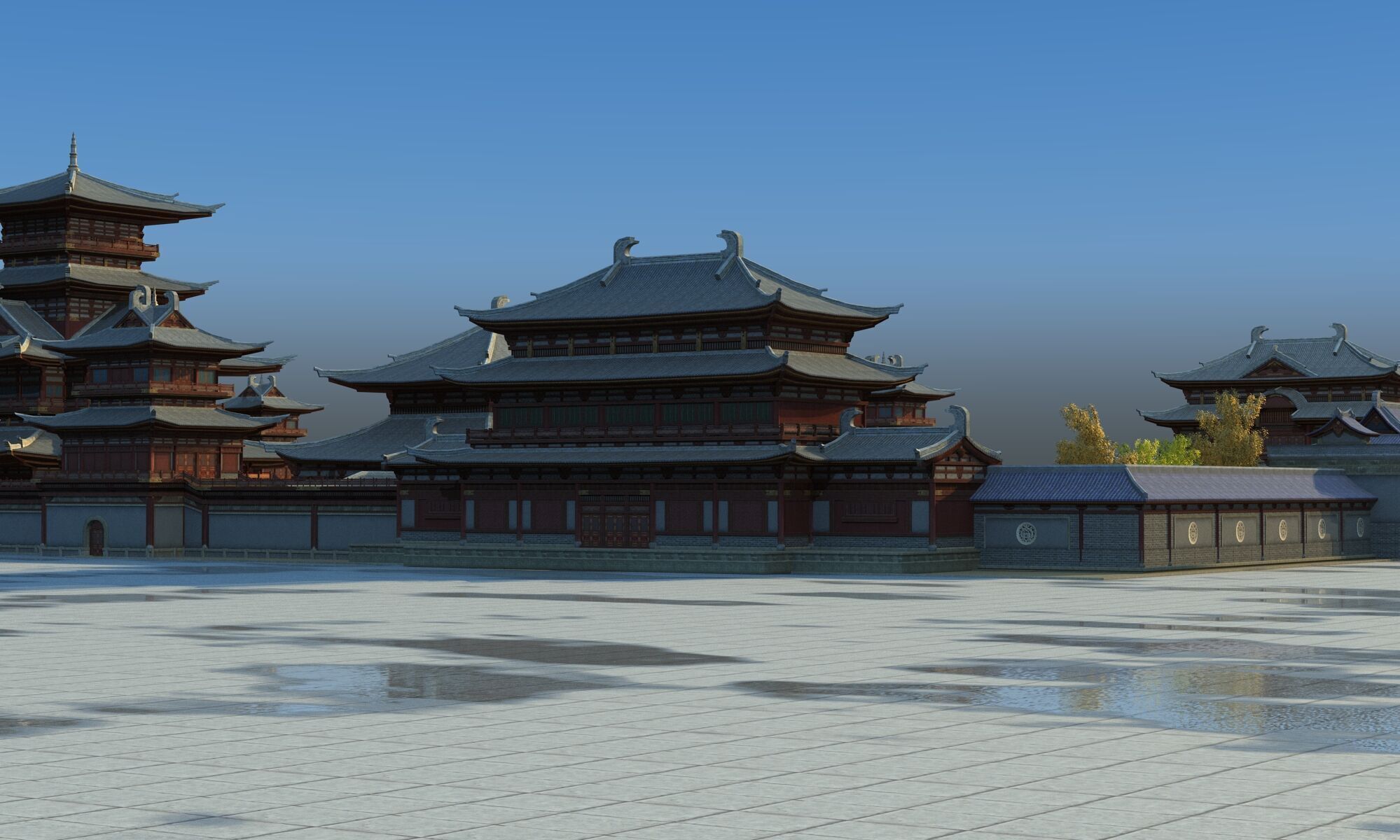 Ancient Chinese architecture Low-poly 3D model_11