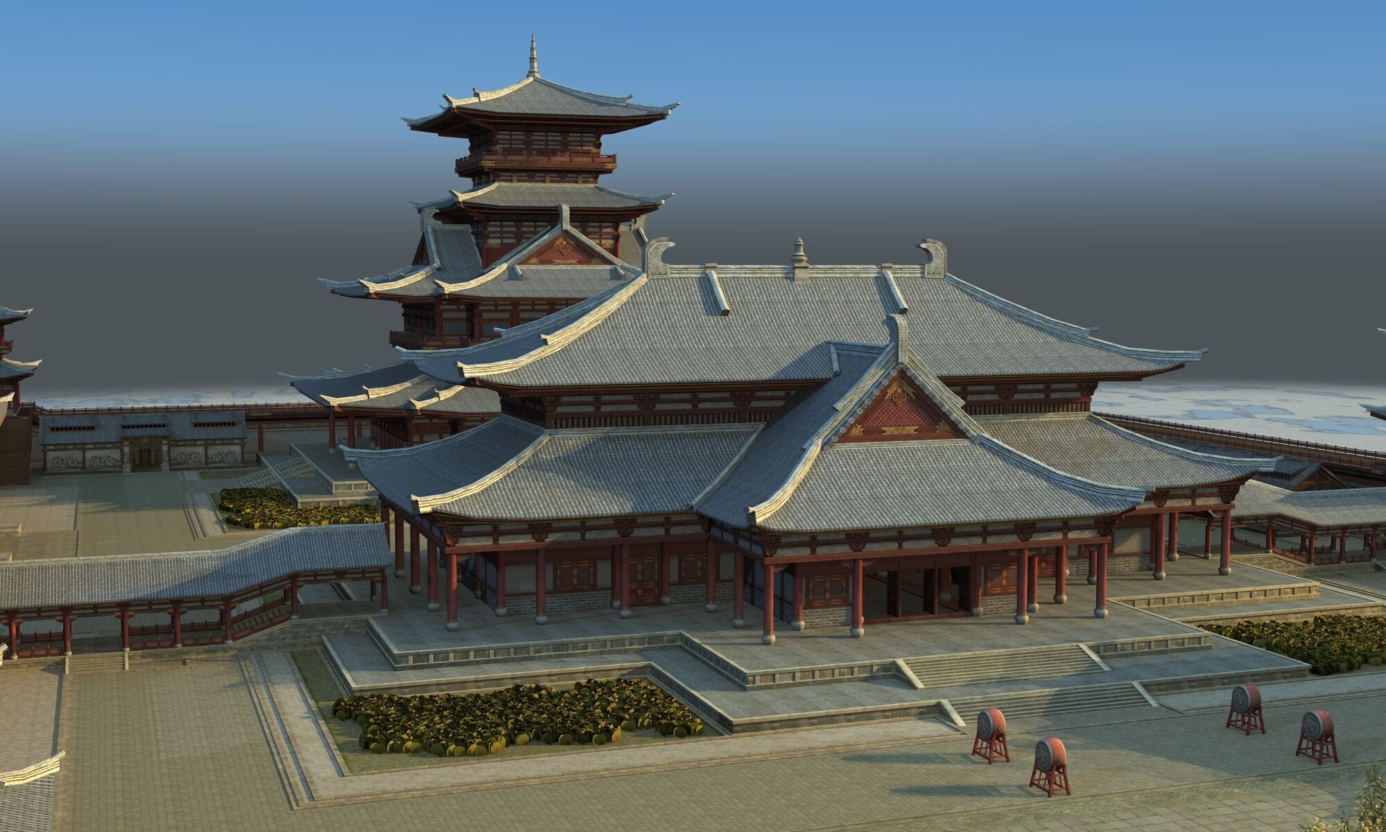 Ancient Chinese architecture Low-poly 3D model_16