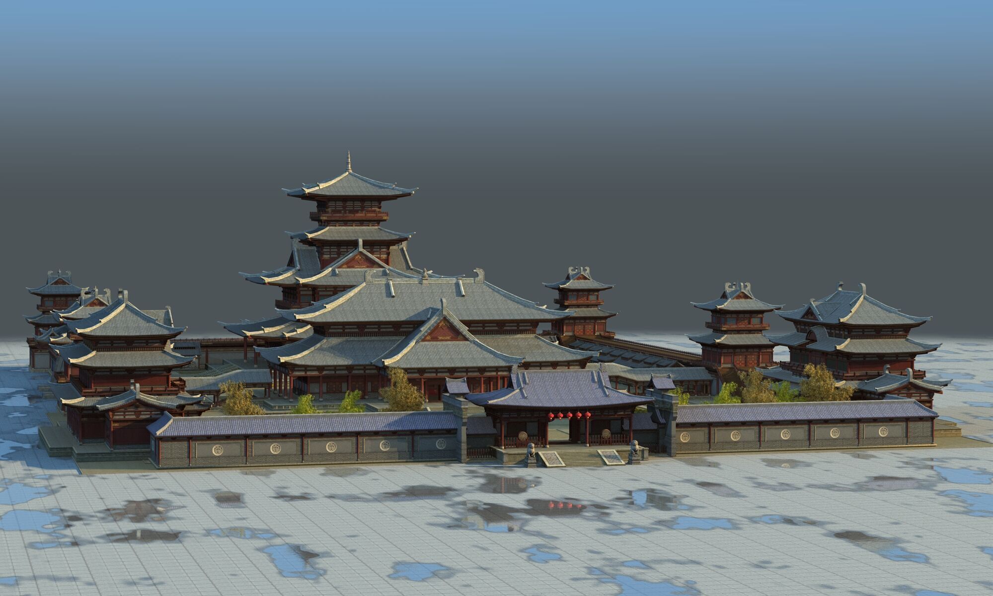 Ancient Chinese architecture Low-poly 3D model_13
